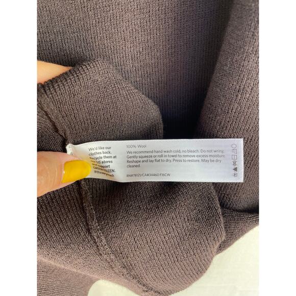EILEEN FISHER 100% Wool Knit Skirt Chocolate Brown Size S Quiet Luxury Pencil - Picture 6 of 8